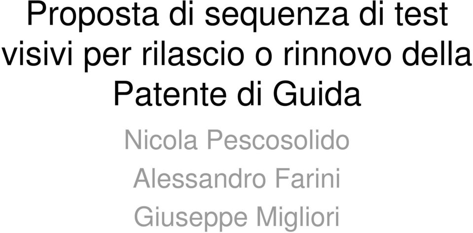 della Patente di Guida Nicola