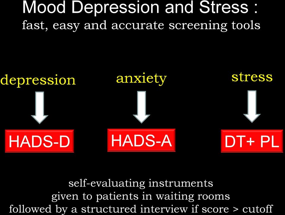 HADS-D HADS-A DT+ PL self-evaluating instruments given to