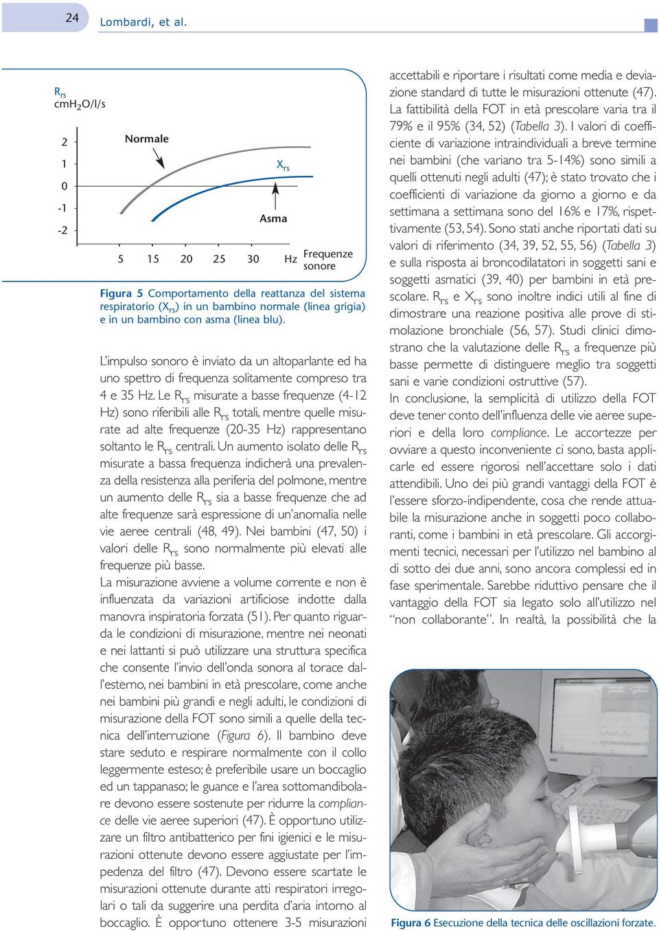 Le R rs misurate a basse frequenze (4-12 Hz) sono riferibili alle R rs totali, mentre quelle misurate ad alte frequenze (20-35 Hz) rappresentano soltanto le R rs centrali.