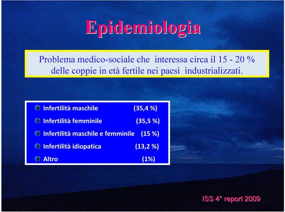 Infertilità maschile (35,4%) Infertilità femminile (35,5%) Infertilità