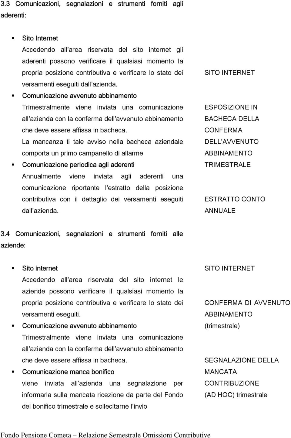 Comunicazione avvenuto abbinamento Trimestralmente viene inviata una comunicazione all azienda con la conferma dell avvenuto abbinamento che deve essere affissa in bacheca.