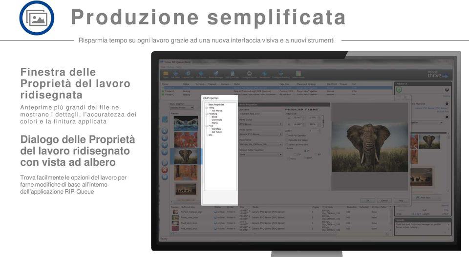 dei file ne mostrano i dettagli, l accuratezza dei colori e la finitura applicata Dialogo delle Proprietà del lavoro