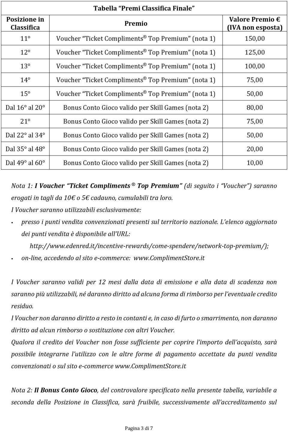 20 Bonus Conto Gioco valido per Skill Games (nota 2) 80,00 21 Bonus Conto Gioco valido per Skill Games (nota 2) 75,00 Dal 22 al 34 Bonus Conto Gioco valido per Skill Games (nota 2) 50,00 Dal 35 al 48