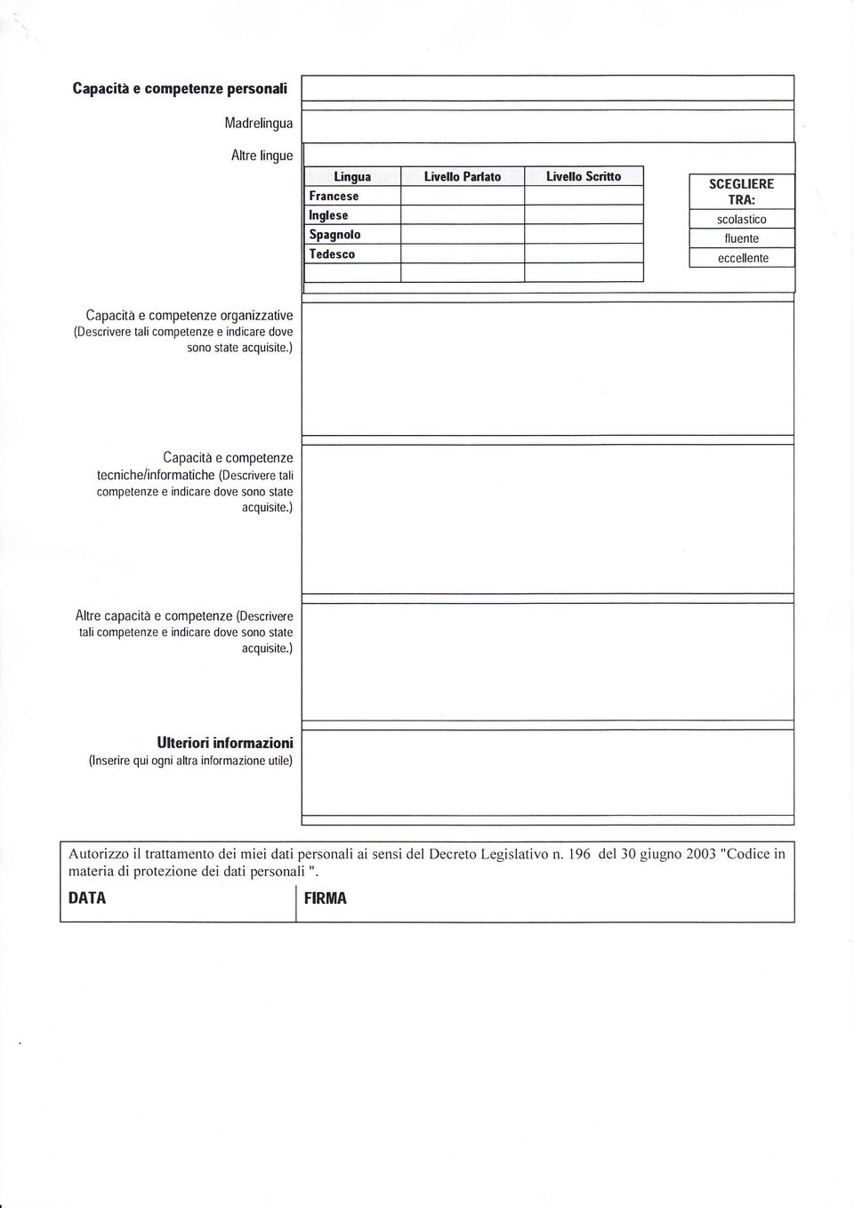 ) Altre capacità e competenze (Descrivere tali compeienze e indicare dove sono state acquisite.