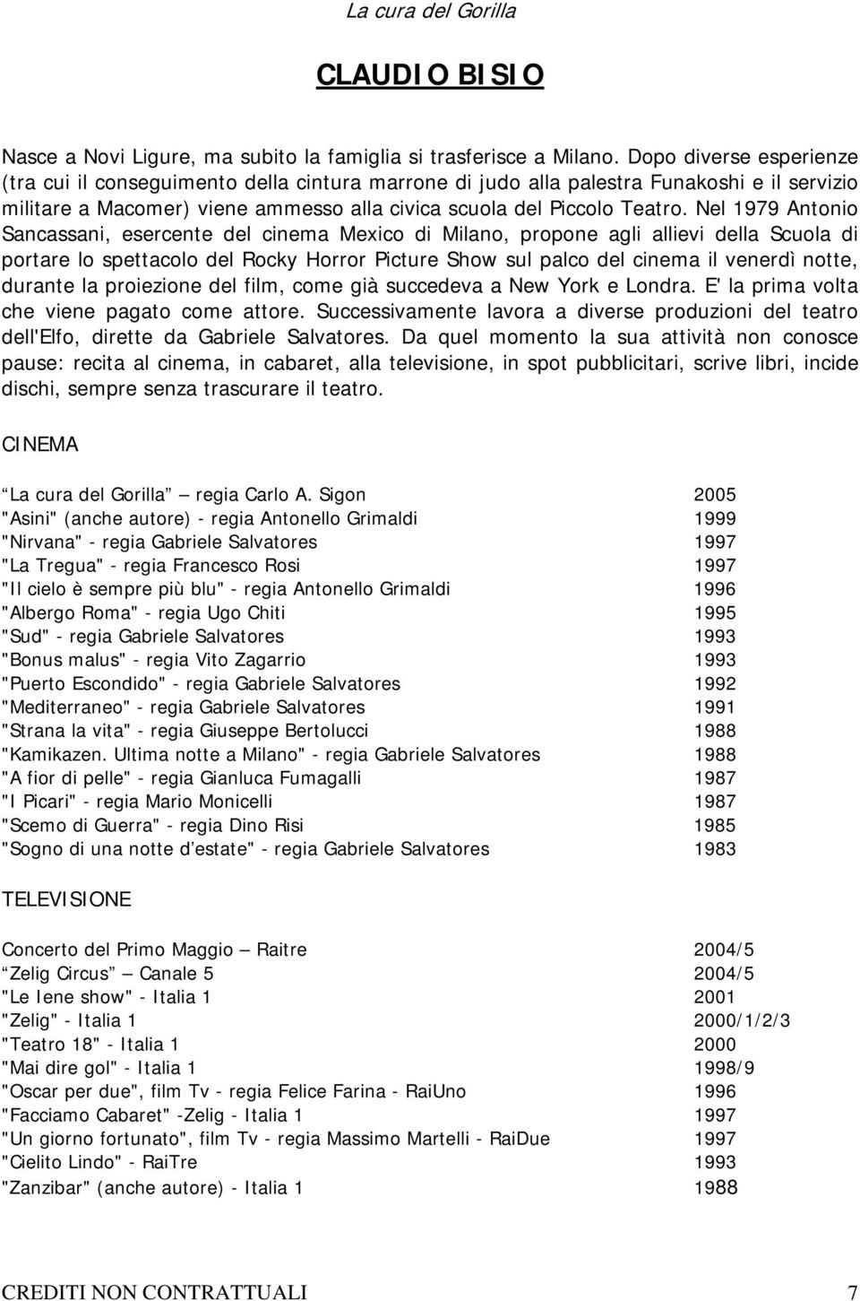 Nel 1979 Antonio Sancassani, esercente del cinema Mexico di Milano, propone agli allievi della Scuola di portare lo spettacolo del Rocky Horror Picture Show sul palco del cinema il venerdì notte,