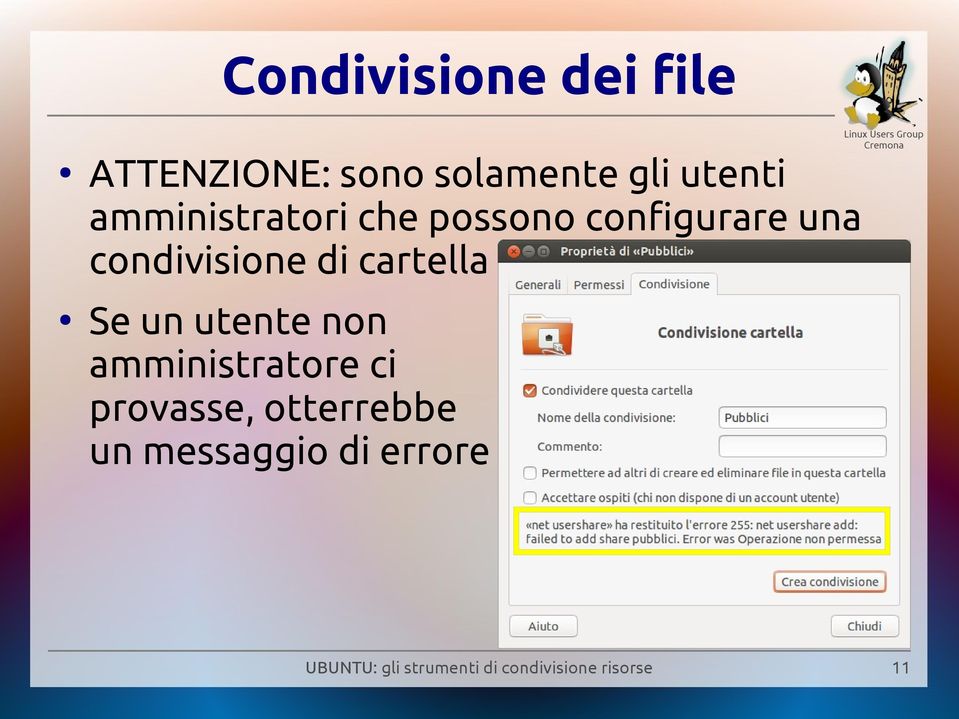 condivisione di cartella Se un utente non