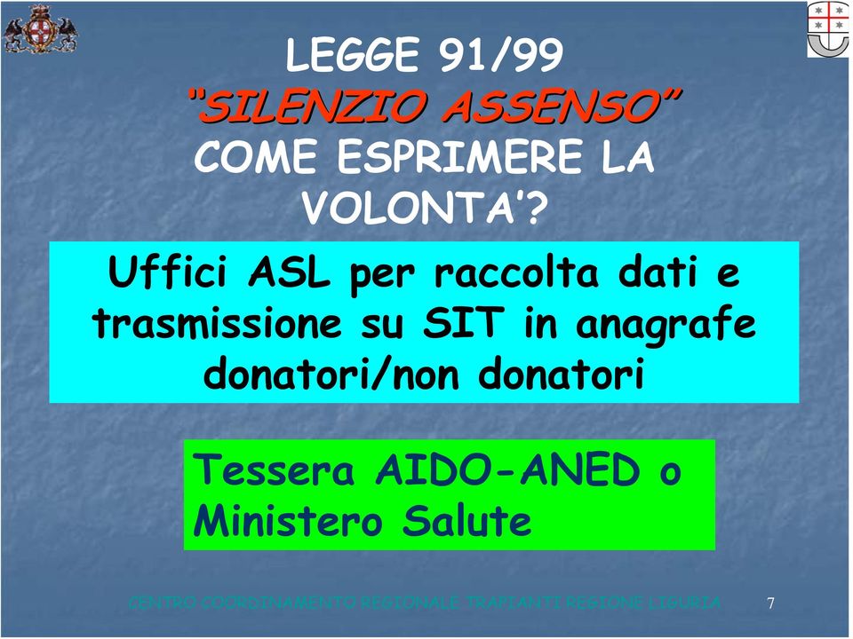 anagrafe donatori/non donatori Tessera AIDO-ANED o