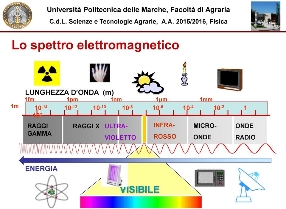 1nm 1μm 1mm 10-14 10-12 10-10 10-8 10-6 10-4 10-2 1 10 2 RAGGI GAMMA