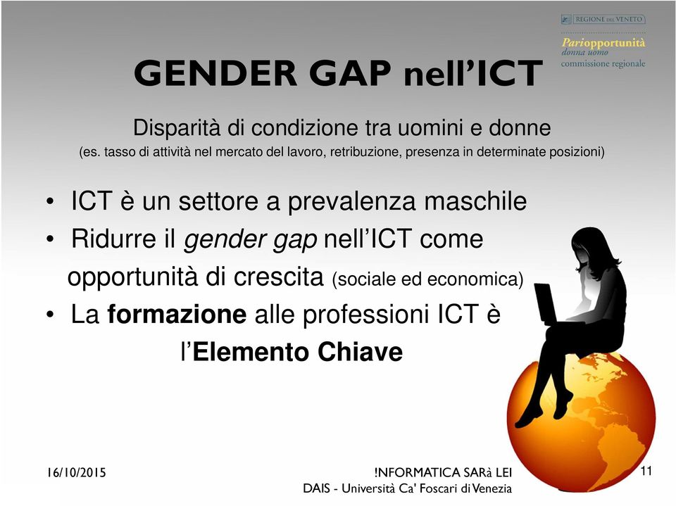 posizioni) ICT è un settore a prevalenza maschile Ridurre il gender gap nell ICT