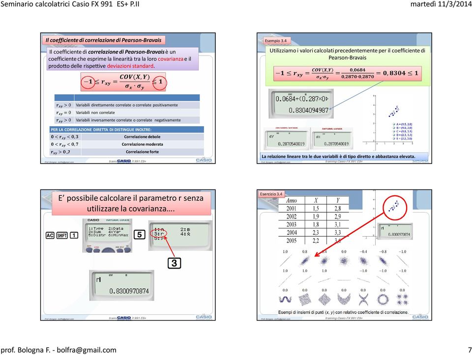 4 Utilizziamo i valori calcolati precedentemente per il coefficiente di Pearson-Bravais Variabili direttamente correlate o correlate positivamente Variabili non correlate Variabili