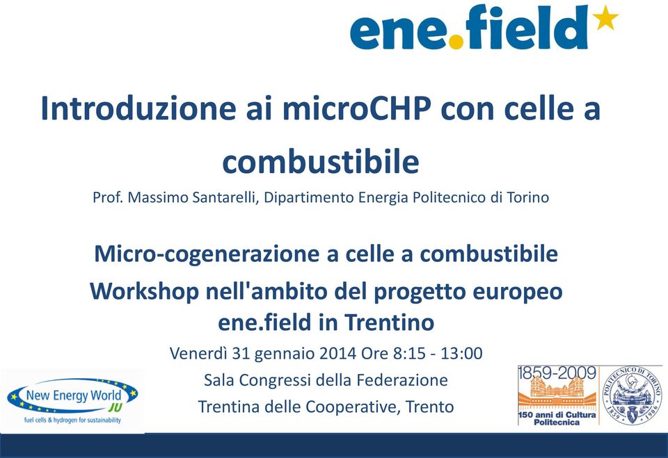 a celle a combustibile Workshop nell'ambito del progetto europeo ene.