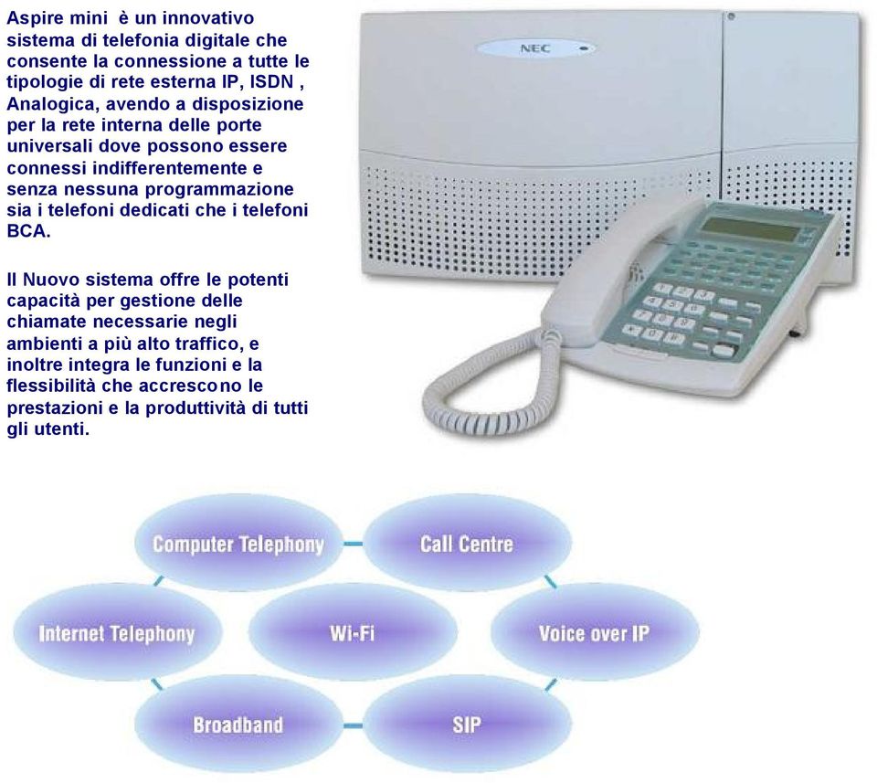 programmazione sia i telefoni dedicati che i telefoni BCA.