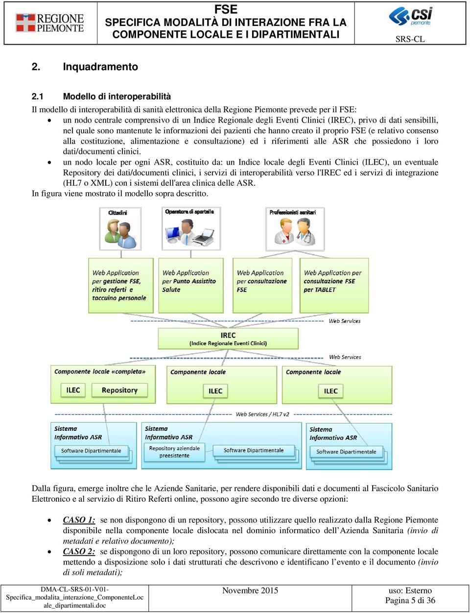 (IREC), privo di dati sensibilli, nel quale sono mantenute le informazioni dei pazienti che hanno creato il proprio FSE (e relativo consenso alla costituzione, alimentazione e consultazione) ed i