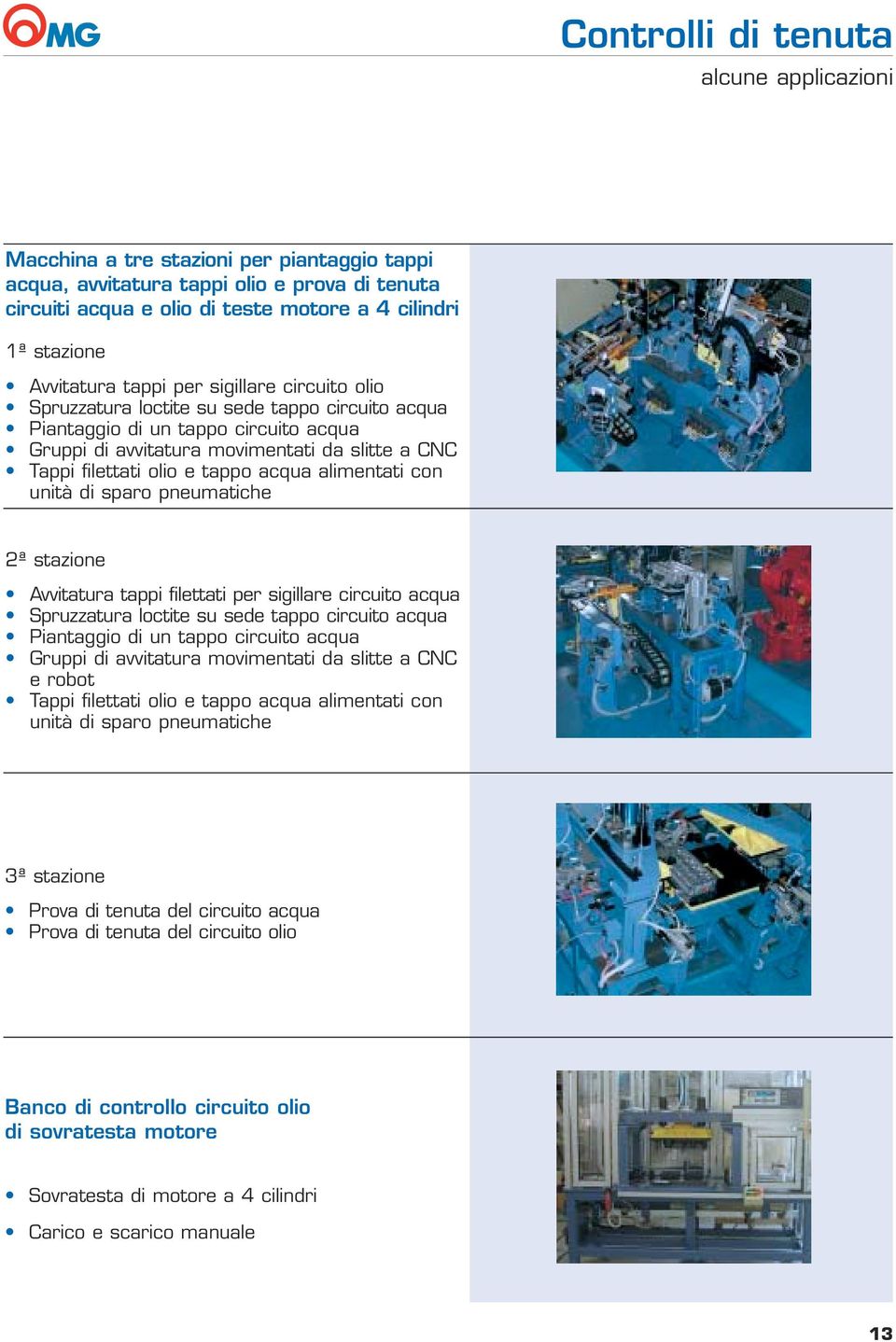 alimentati con unità di sparo pneumatiche 2ª stazione Avvitatura tappi filettati per sigillare circuito acqua Spruzzatura loctite su sede tappo circuito acqua Piantaggio di un tappo circuito acqua