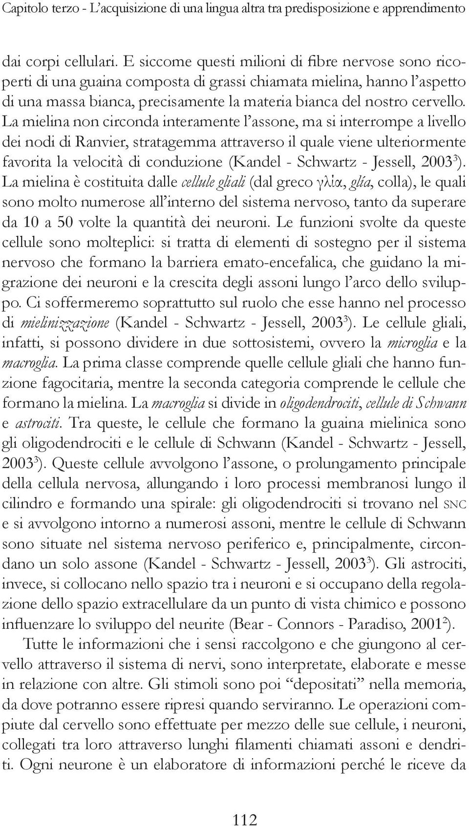 La mielina non circonda interamente l assone, ma si interrompe a livello dei nodi di Ranvier, stratagemma attraverso il quale viene ulteriormente favorita la velocità di conduzione (Kandel - Schwartz