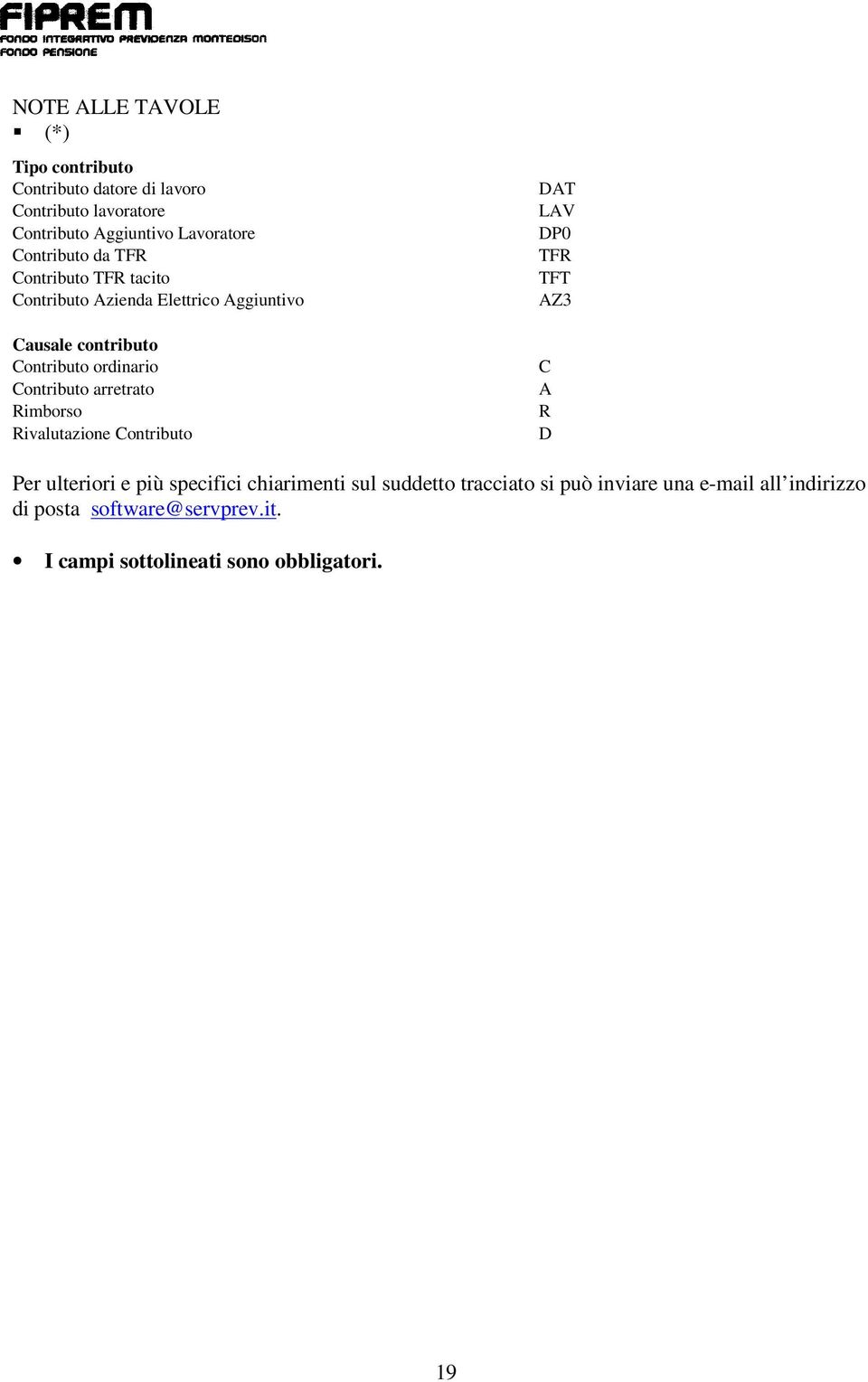 Contributo arretrato Rimborso Rivalutazione Contributo DAT LAV DP0 TFR TFT AZ3 C A R D Per ulteriori e più specifici