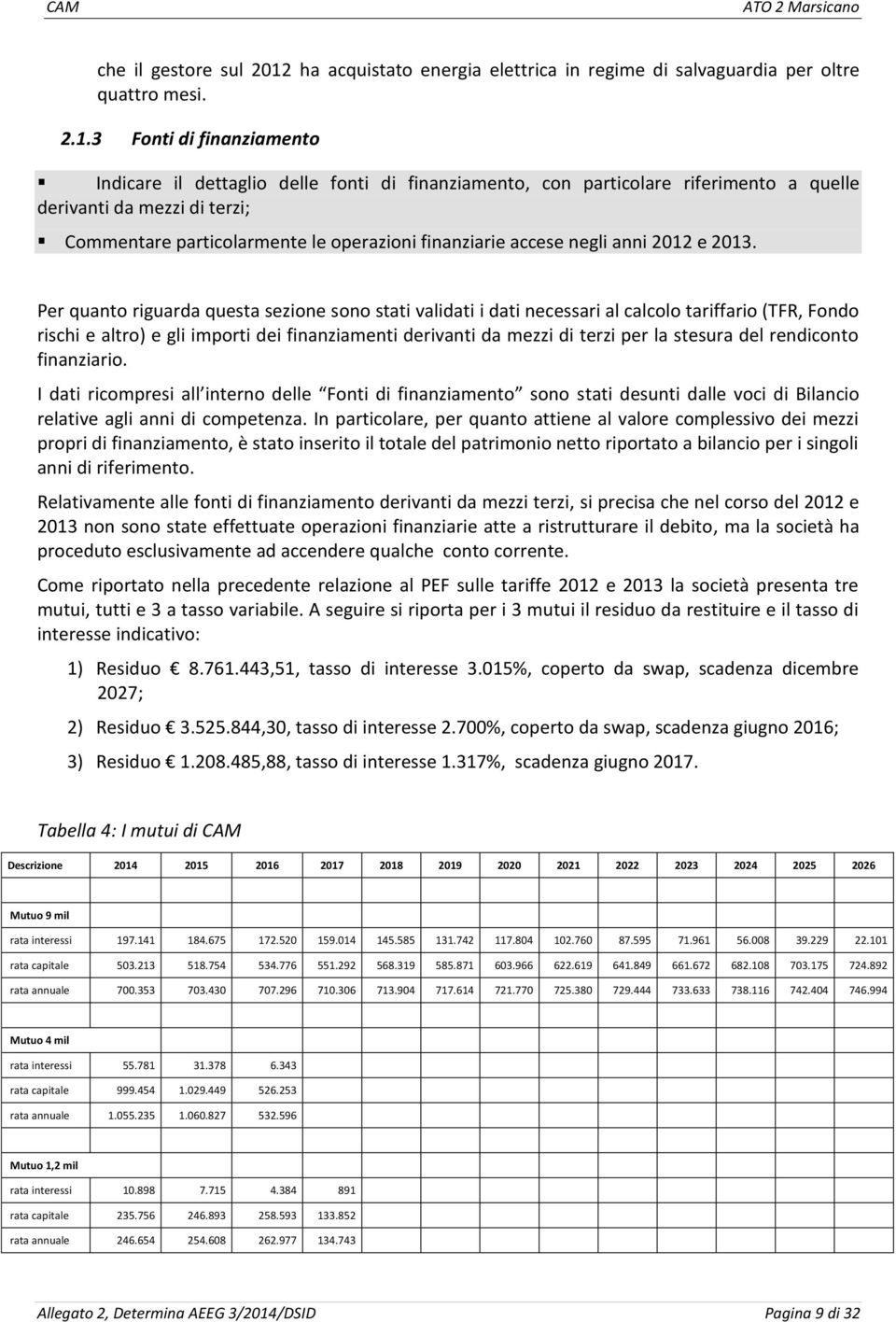 3 Fonti di finanziamento Indicare il dettaglio delle fonti di finanziamento, con particolare riferimento a quelle derivanti da mezzi di terzi; Commentare particolarmente le operazioni finanziarie