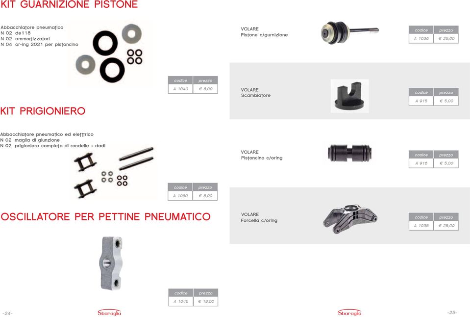 pneumatico ed eletttrico N 02 maglia di giunzione N 02 prigioniero completo di rondelle + dadi VOLARE Pistoncino