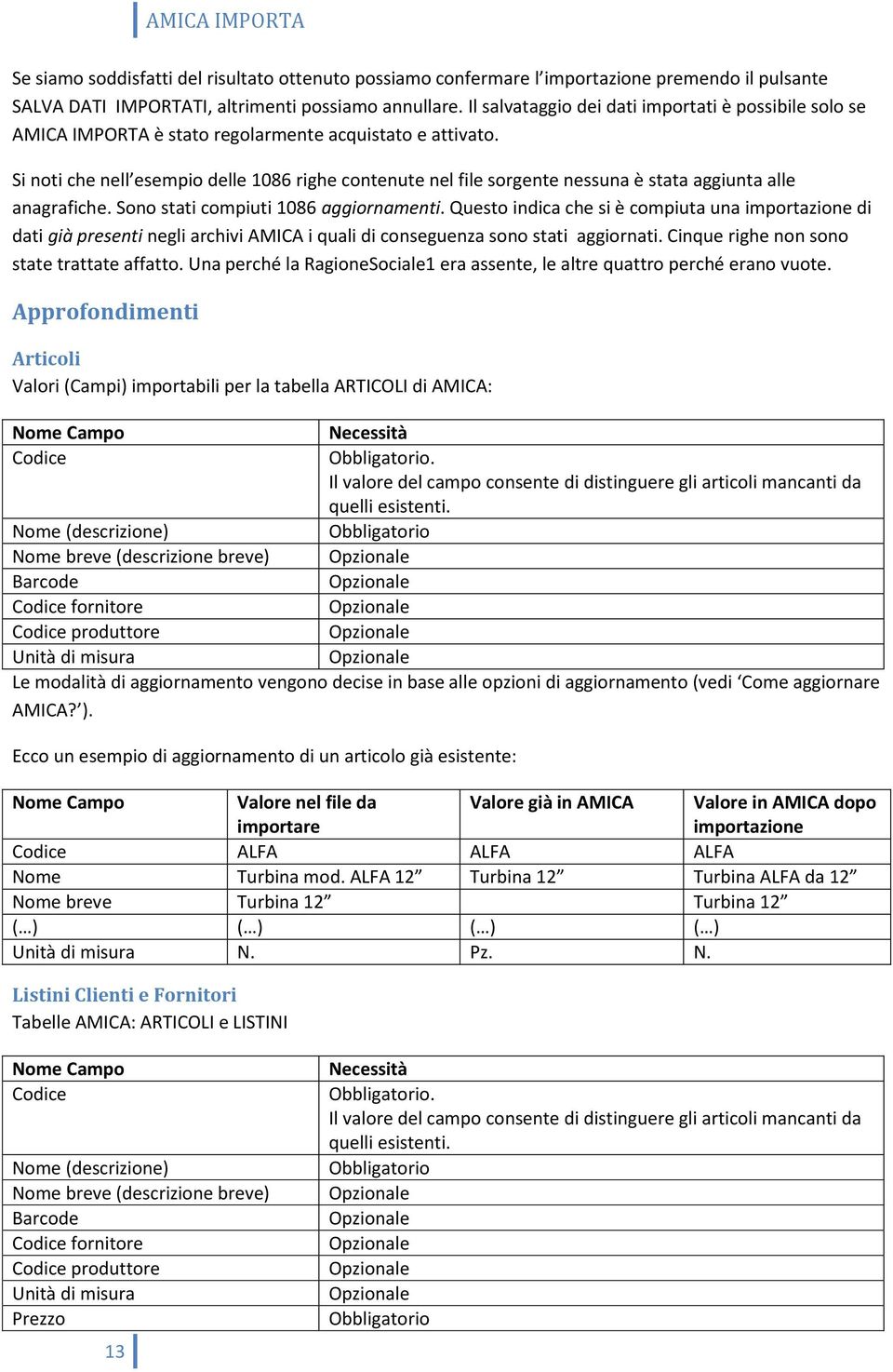 Si noti che nell esempio delle 1086 righe contenute nel file sorgente nessuna è stata aggiunta alle anagrafiche. Sono stati compiuti 1086 aggiornamenti.