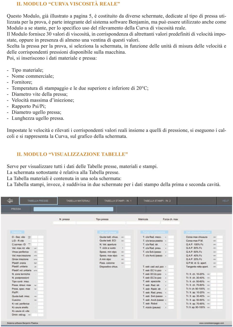 Il Modulo fornisce 30 valori di viscosità, in corrispondenza di altrettanti valori predefiniti di velocità impostate, oppure in presenza di almeno una ventina di questi valori.