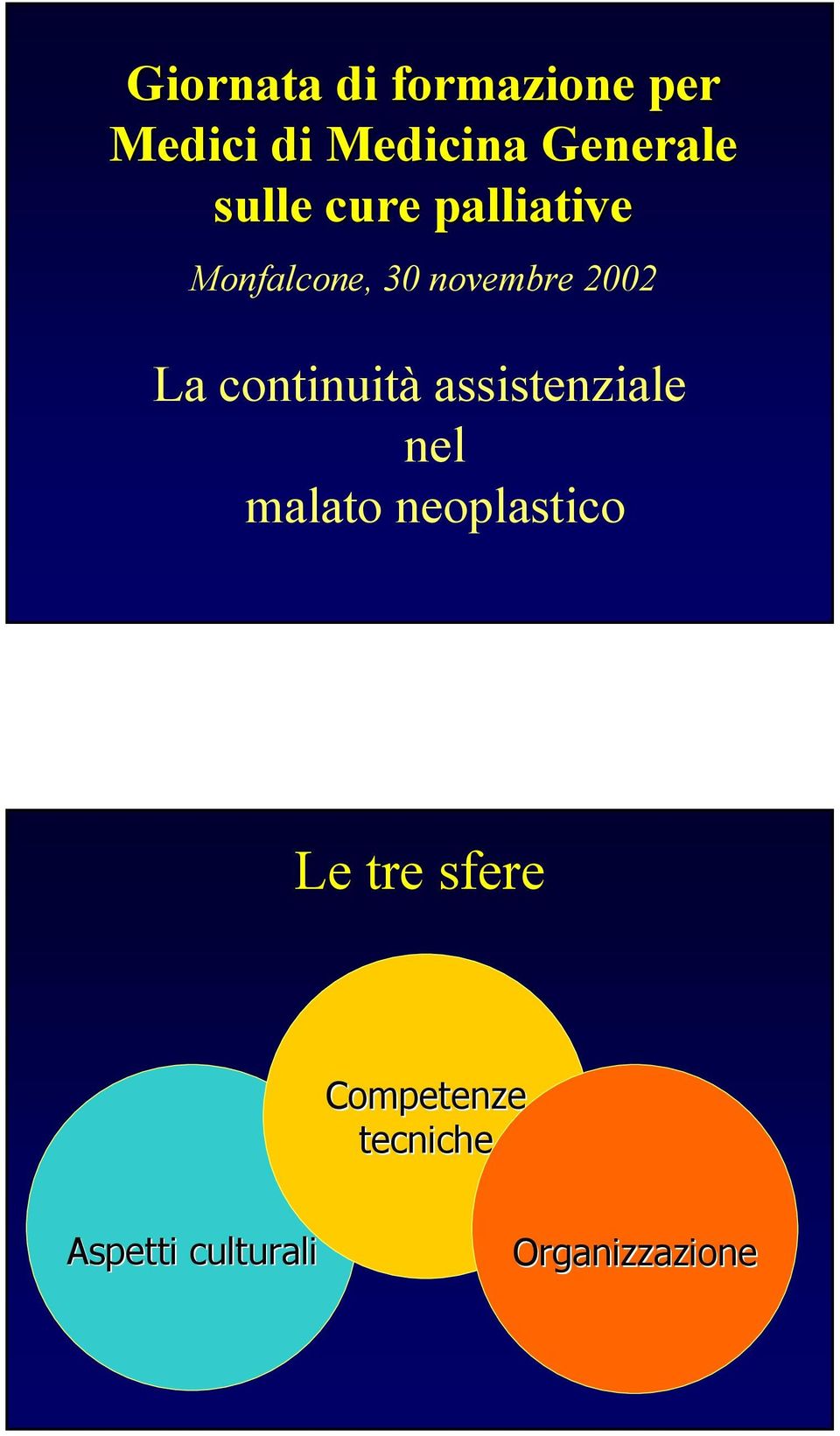 continuità assistenziale nel malato neoplastico Le tre