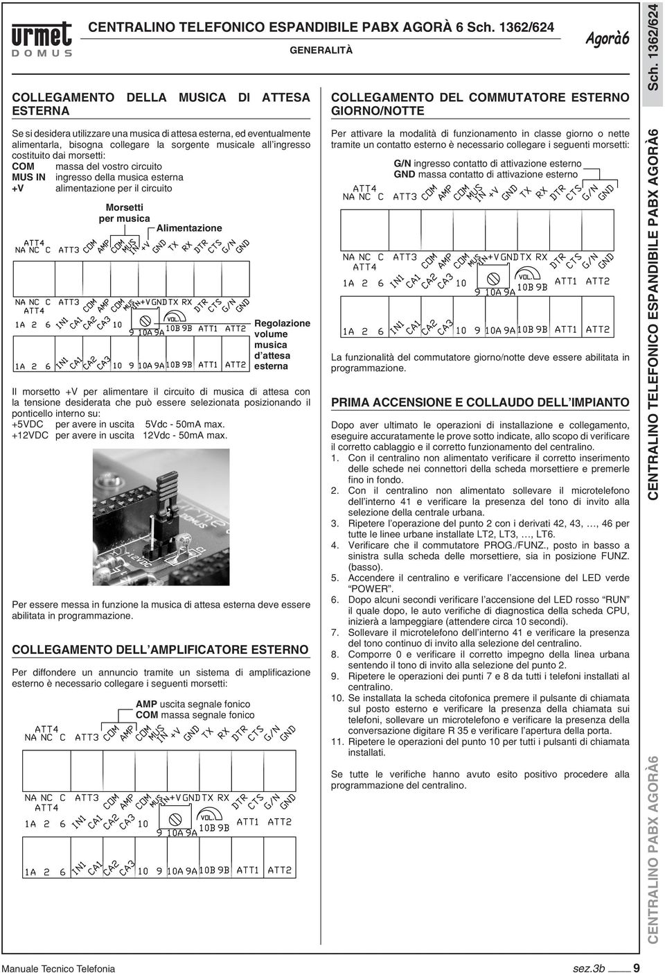 costituito dai morsetti: COM massa del vostro circuito MUS IN ingresso della musica esterna +V alimentazione per il circuito Morsetti per musica Alimentazione Il morsetto +V per alimentare il