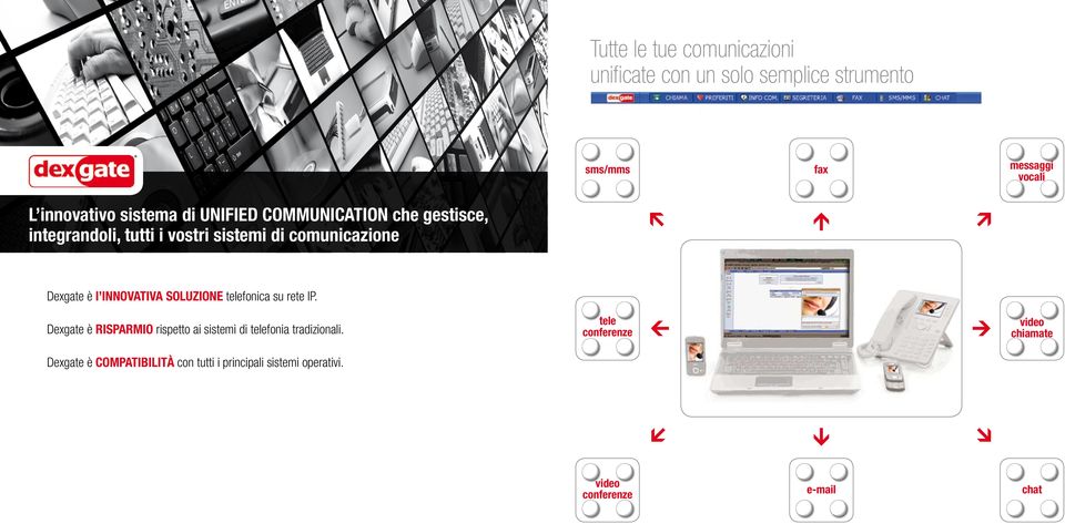 INNOVATIVA SOLUZIONE telefonica su rete IP. Dexgate è RISPARMIO rispetto ai sistemi di telefonia tradizionali.