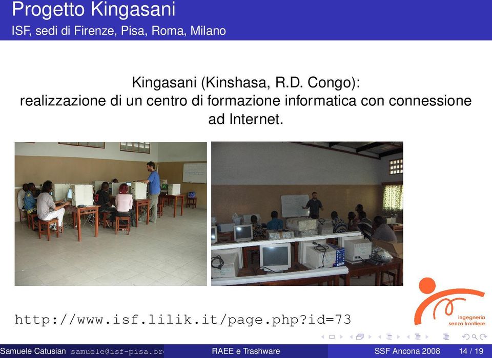 Congo): realizzazione di un centro di formazione informatica con