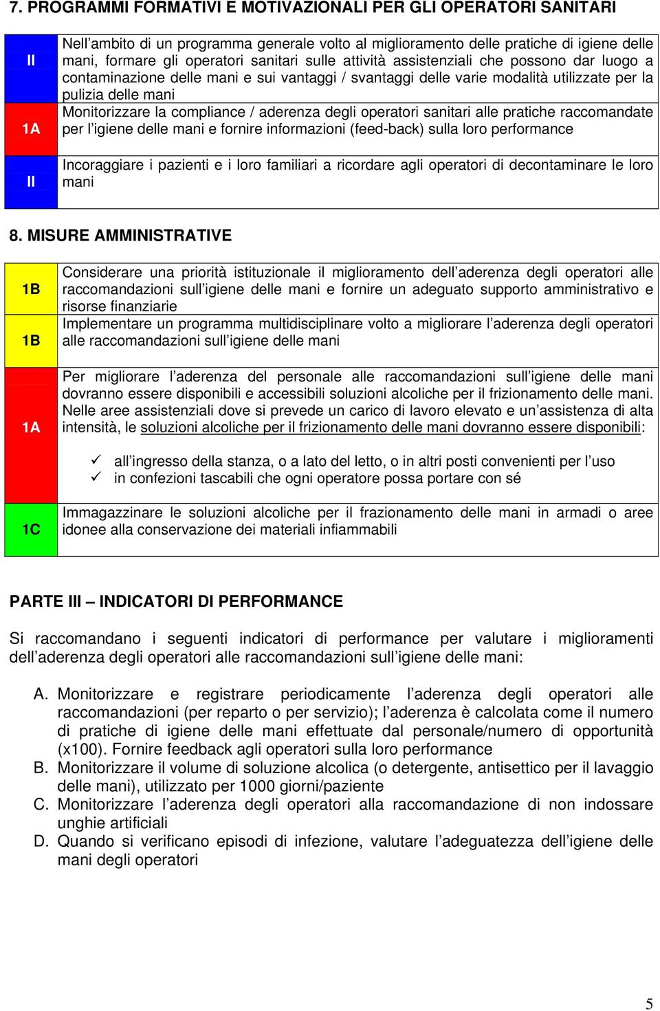 degli operatori sanitari alle pratiche raccomandate per l igiene delle mani e fornire informazioni (feed-back) sulla loro performance Incoraggiare i pazienti e i loro familiari a ricordare agli