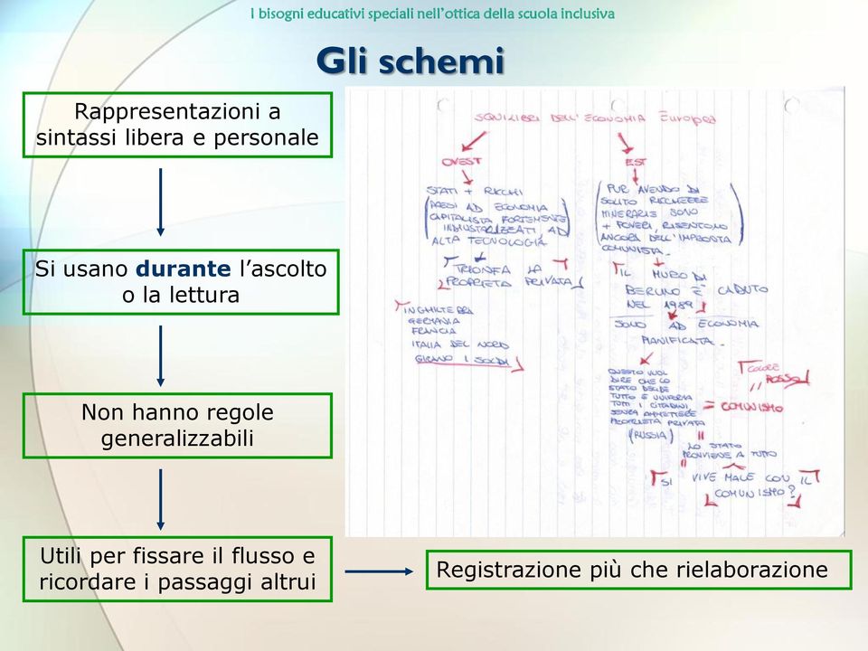 l ascolto o la lettura Non hanno regole generalizzabili Utili per