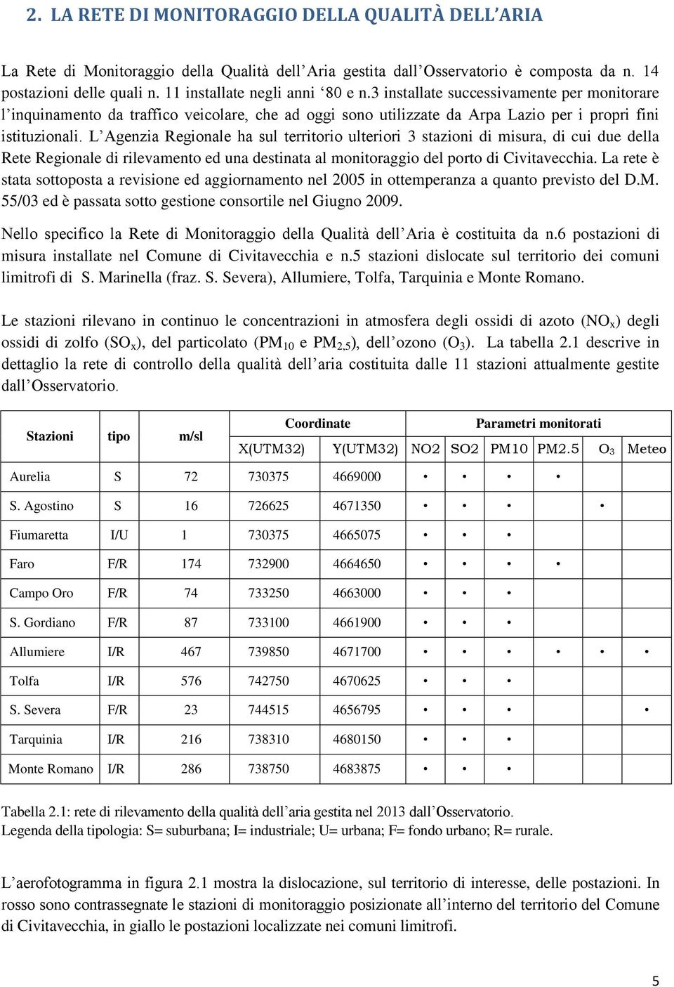 L Agenzia Regionale ha sul territorio ulteriori 3 stazioni di misura, di cui due della Rete Regionale di rilevamento ed una destinata al monitoraggio del porto di Civitavecchia.