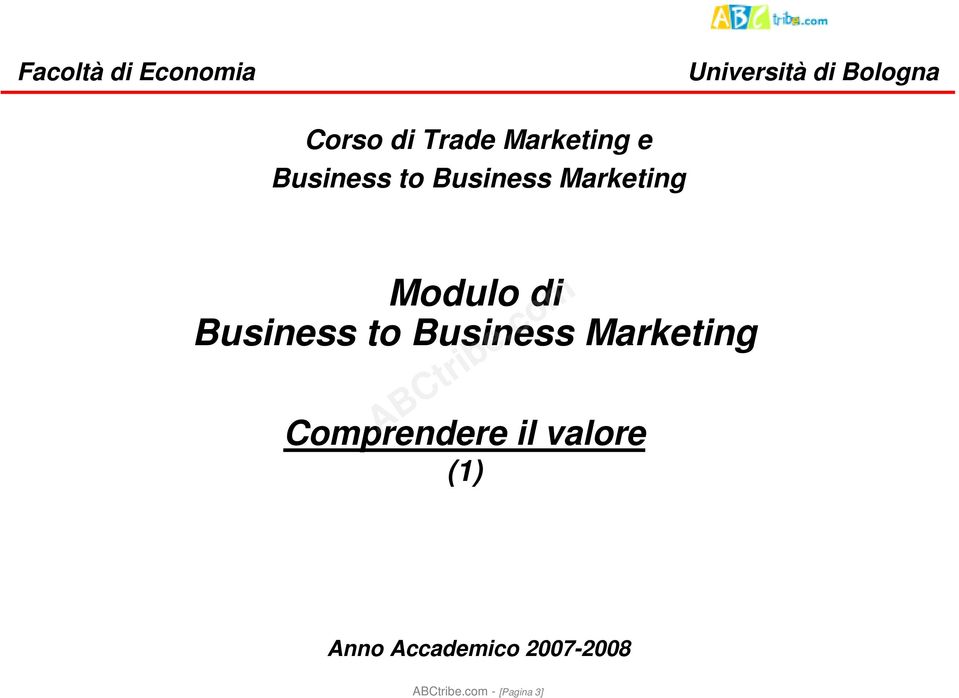 Modulo di Business to Business Marketing