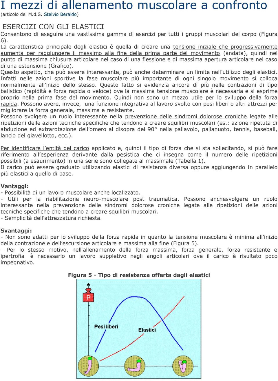 La caratteristica principale degli elastici è quella di creare una tensione iniziale che progressivamente aumenta per raggiungere il massimo alla fine della prima parte del movimento (andata), quindi