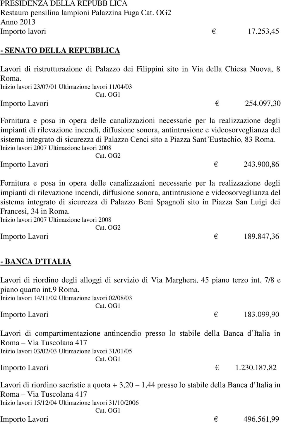 097,30 Fornitura e posa in opera delle canalizzazioni necessarie per la realizzazione degli impianti di rilevazione incendi, diffusione sonora, antintrusione e videosorveglianza del sistema integrato