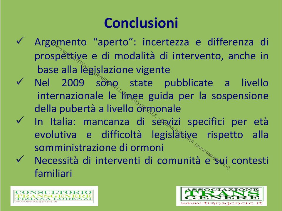 sospensione della pubertà a livello ormonale In Italia: mancanza di servizi specifici per età evolutiva e