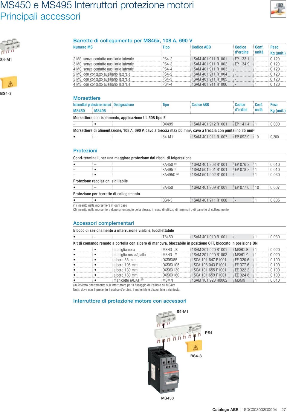 laterale PS4-4 1SAM 401 911 R1003-1 0,120 2 MS, con contatto ausiliario laterale PS4-2 1SAM 401 911 R1004-1 0,120 3 MS, con contatto ausiliario laterale PS4-3 1SAM 401 911 R1005-1 0,120 4 MS, con