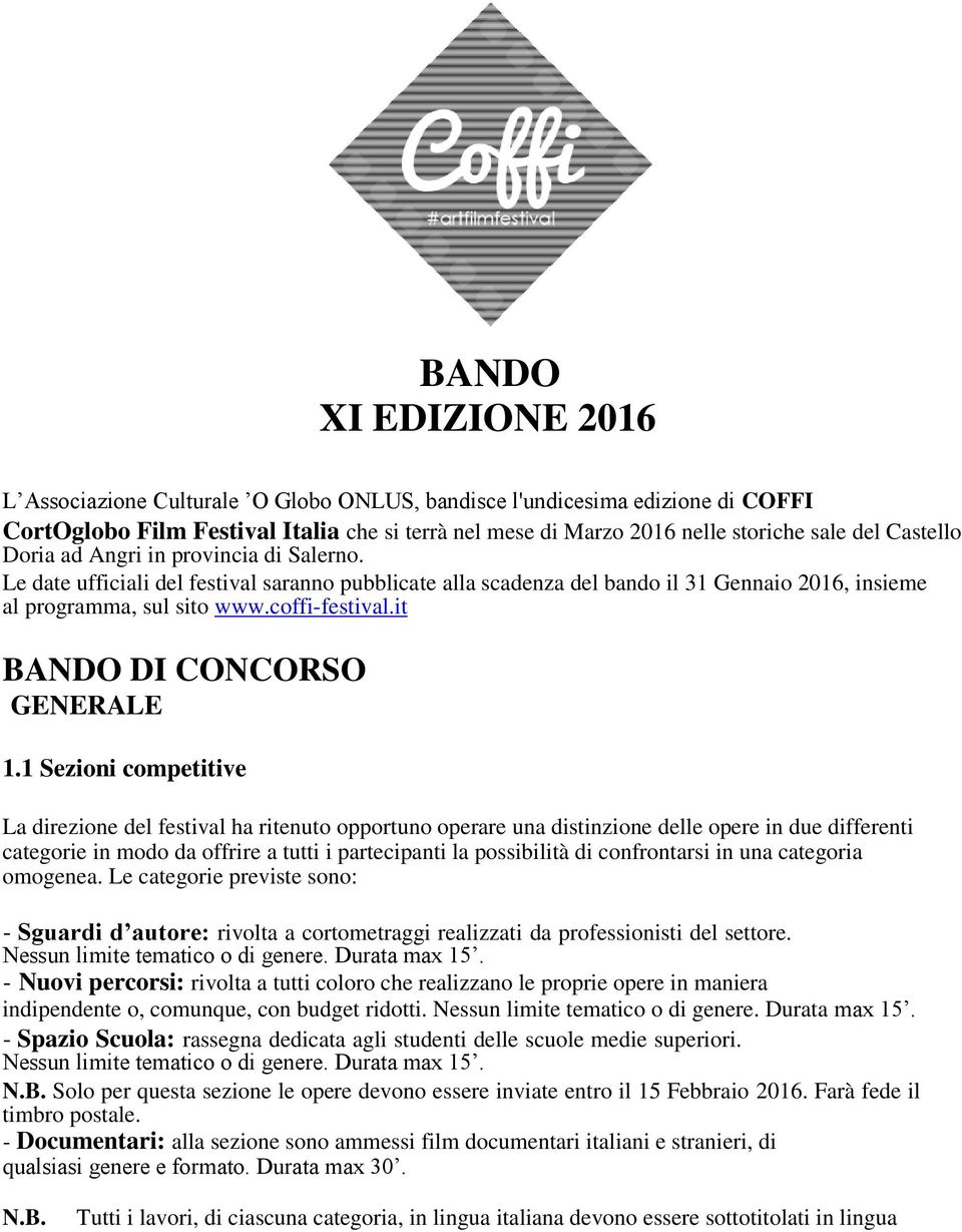 it BANDO DI CONCORSO GENERALE 1.