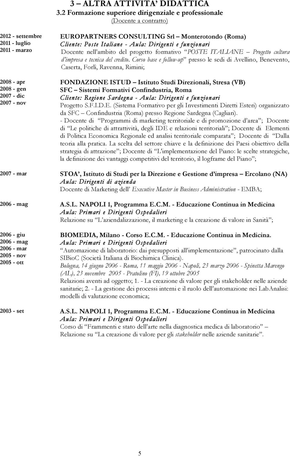 Monterotondo (Roma) Cliente: Poste Italiane - Aula: Dirigenti e funzionari Docente nell ambito del progetto formativo POSTE ITALIANE Progetto cultura d impresa e tecnica del credito.