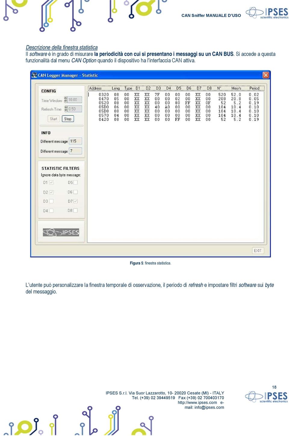 Si accede a questa funzionalità dal menu CAN Option quando il dispositivo ha l interfaccia CAN attiva.