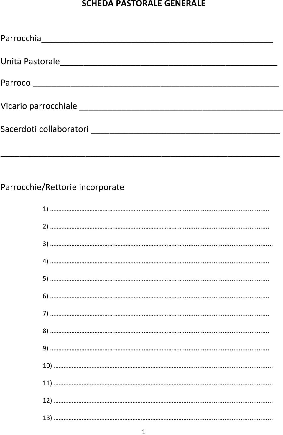 Parrocchie/Rettorie incorporate 1)... 2)... 3)... 4).