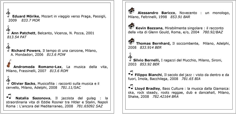 11/SAC Natalia Sazonova, Il jazzista del gulag : la straordinaria vita di Eddie Rosner tra Hitler e Stalin, Napoli Roma : L'ancora del Mediterraneo, 2008 781.