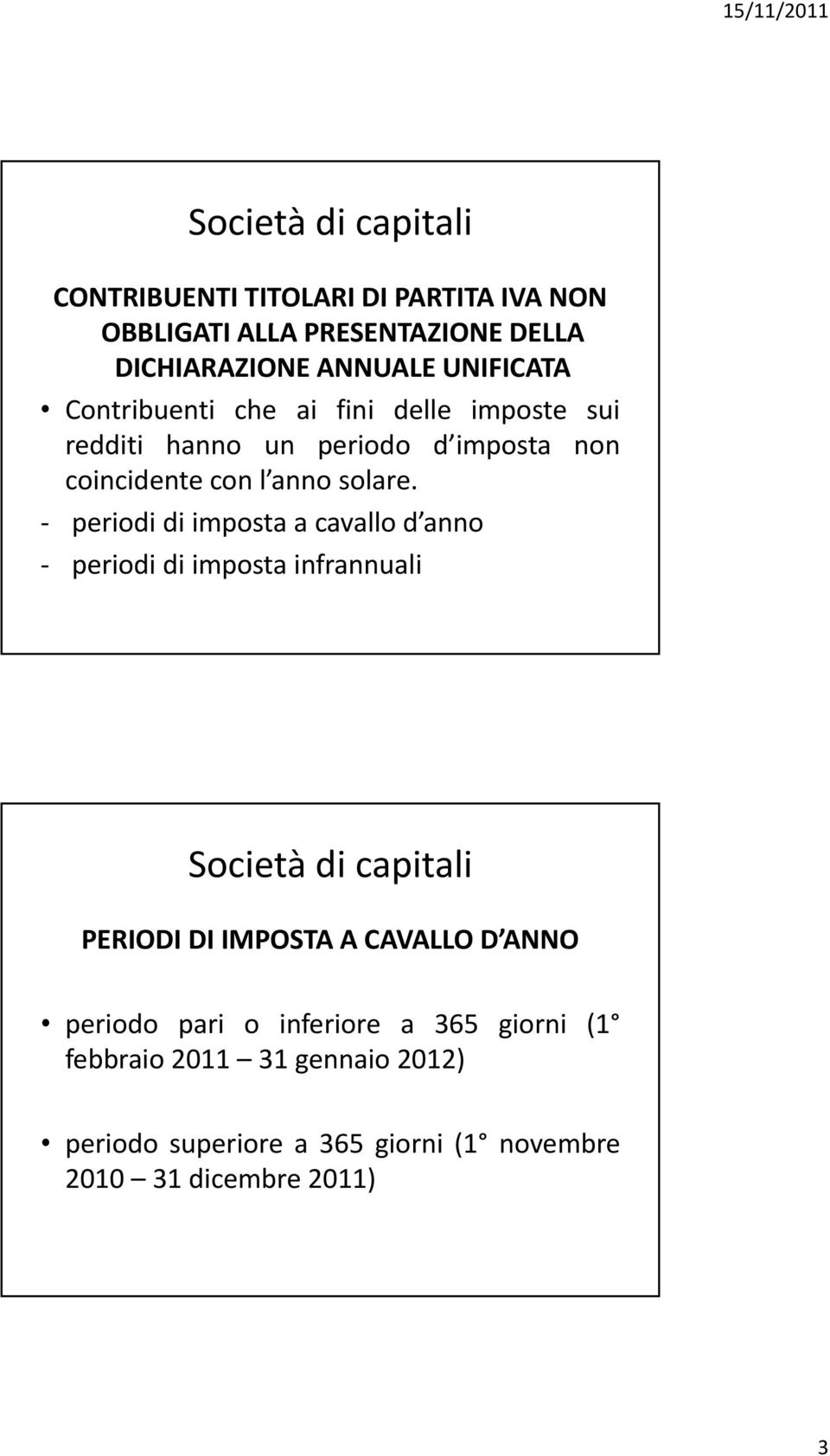 periodi di imposta a cavallo d anno periodi di imposta infrannuali PERIODI DI IMPOSTA A CAVALLO D ANNO periodo pari