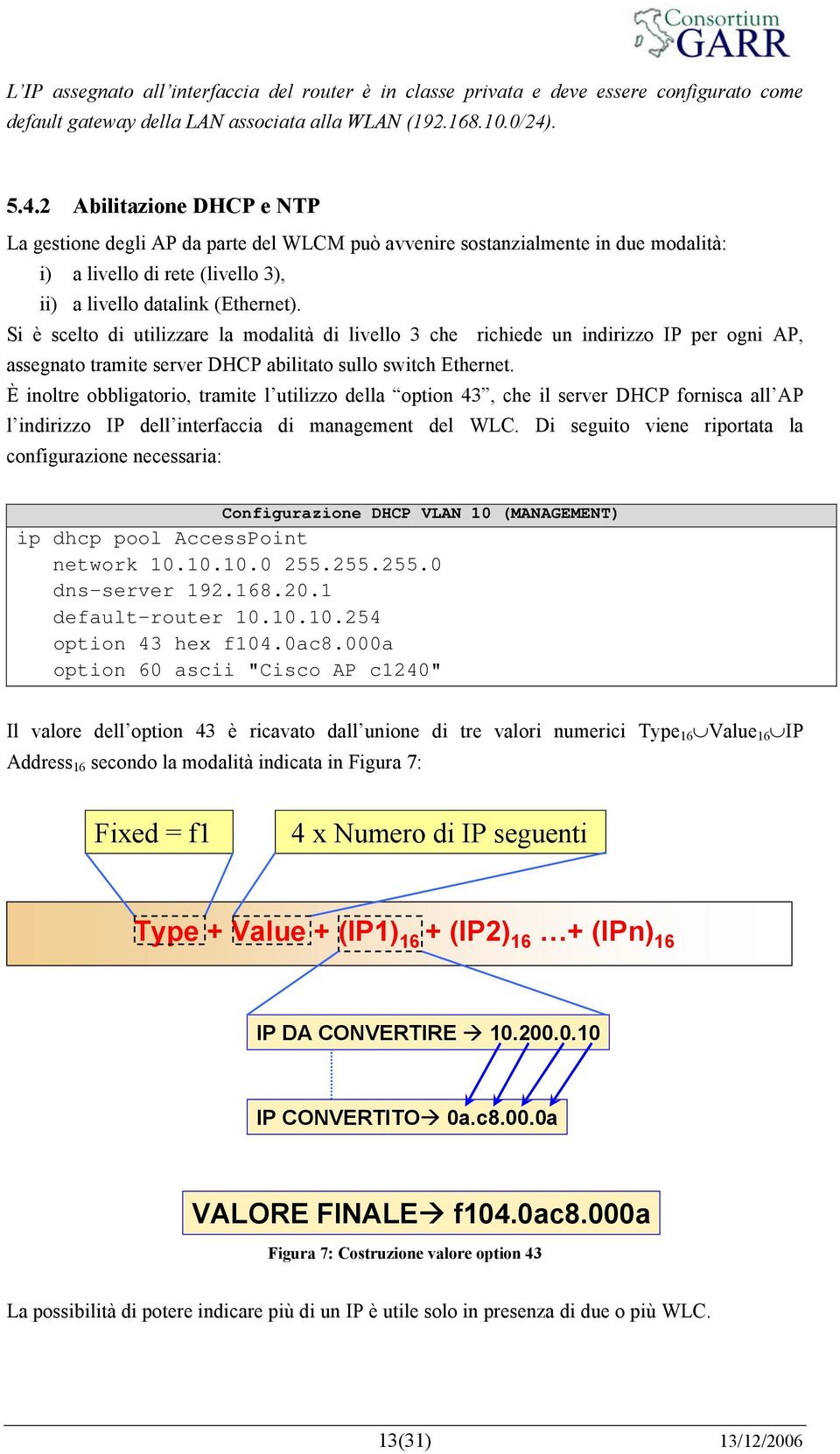 Si è scelto di utilizzare la modalità di livello 3 che richiede un indirizzo IP per ogni AP, assegnato tramite server DHCP abilitato sullo switch Ethernet.