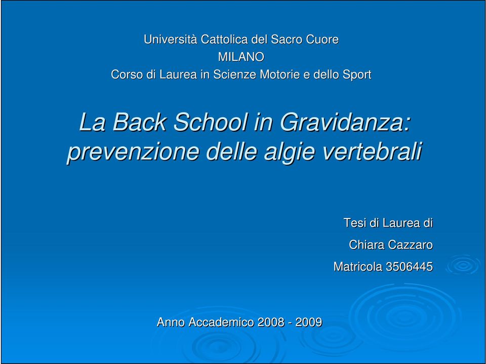 Gravidanza: prevenzione delle algie vertebrali Tesi di