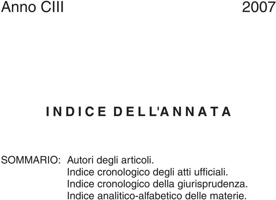 Indice cronologico degli atti ufficiali.