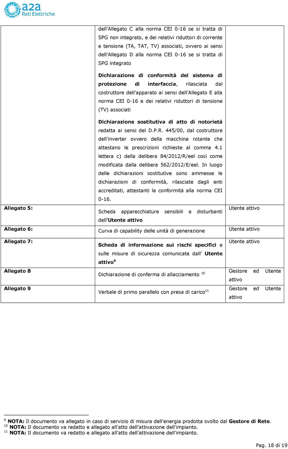 riduttori di tensione (TV) associati Dichiarazione sostitutiva di atto di notorietà redatta ai sensi del D.P.R.