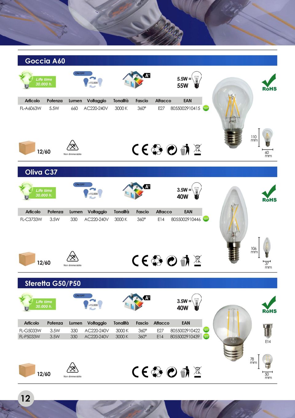 5W = 40W FL-C3733W 3.