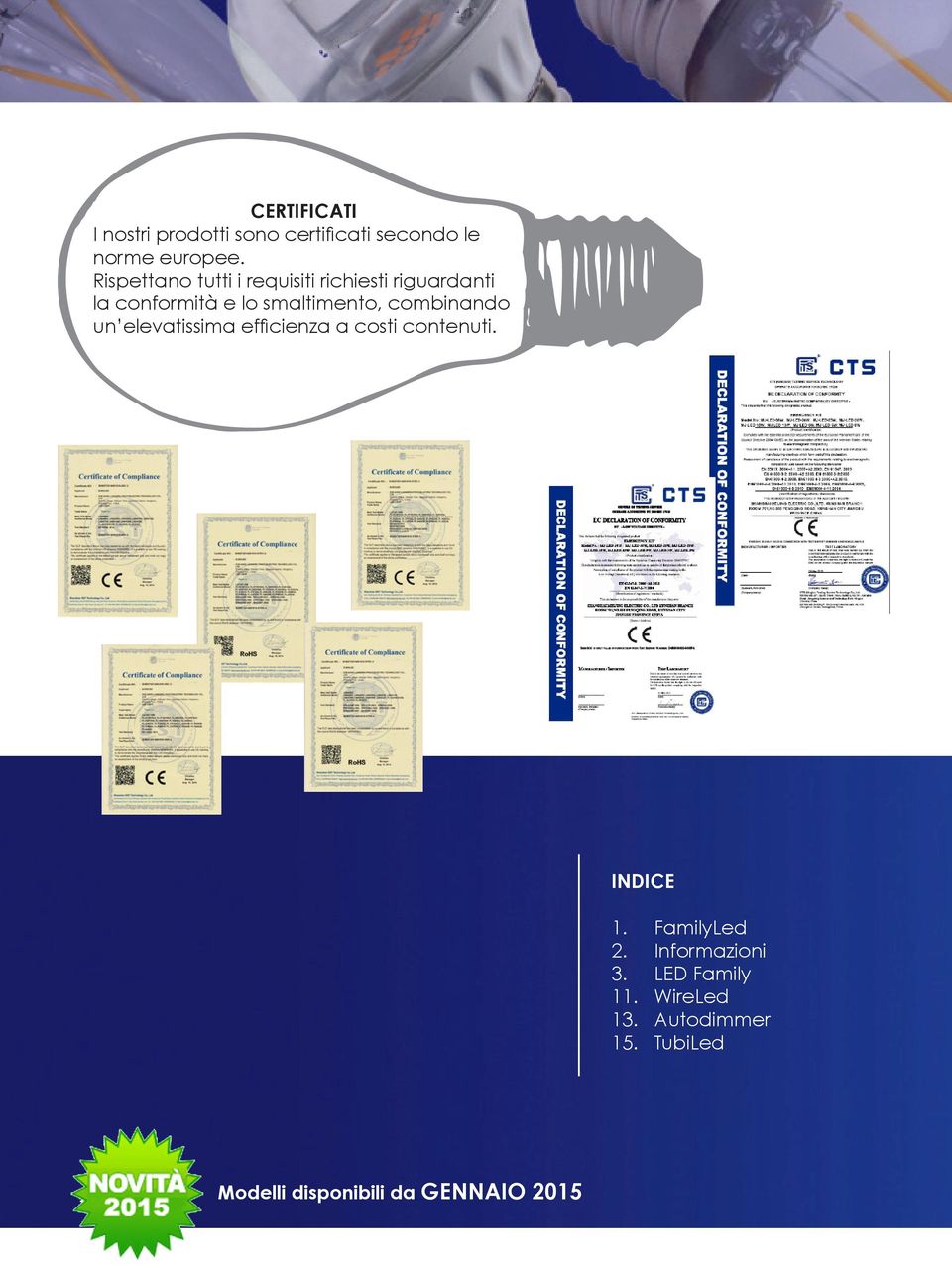 combinando un elevatissima efficienza a costi contenuti. INDICE 1. FamilyLed 2.