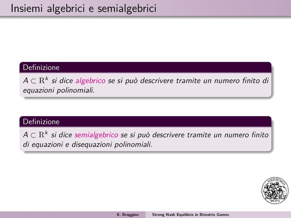 equazioni polinomiali.