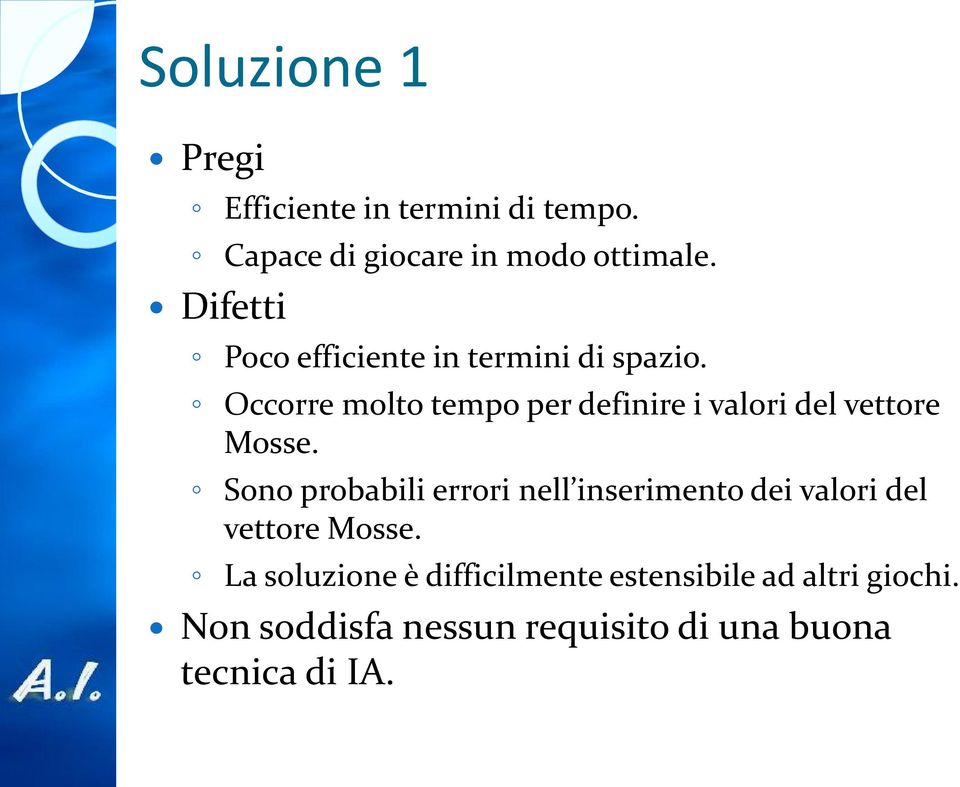 Occorre molto tempo per definire i valori del vettore Mosse.